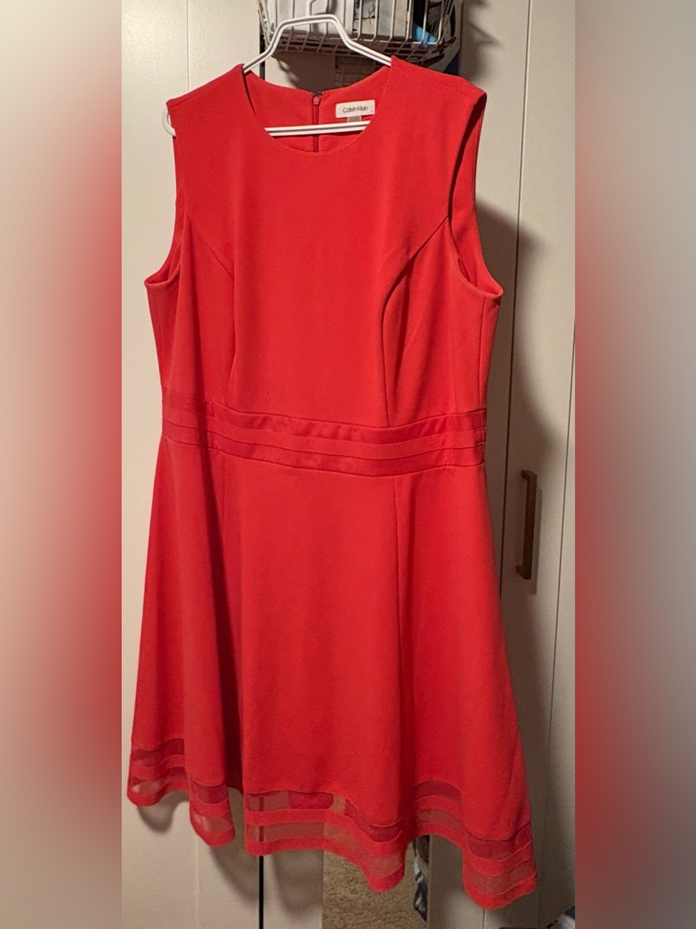 Calvin Klein Sleeveless Coral Fit & Flare Dress